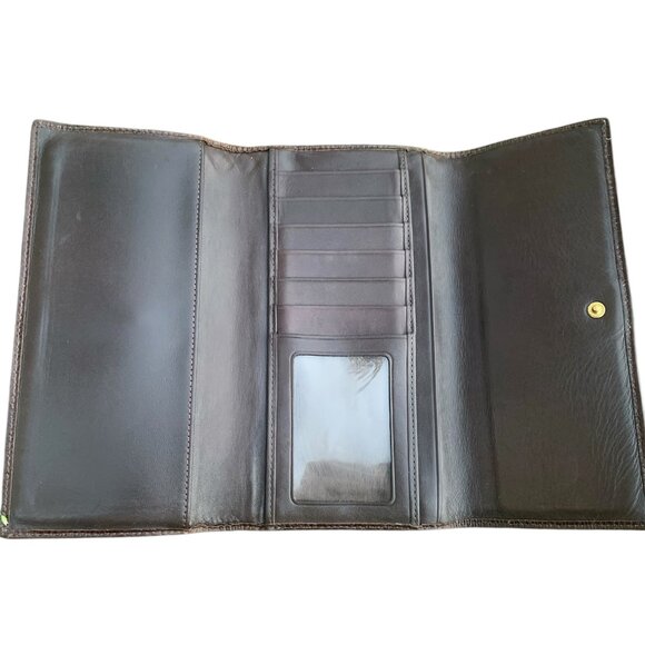 Coach Tri-Fold Wallet in Signature Canvas Khaki, Mahogany - Picture 8 of 9